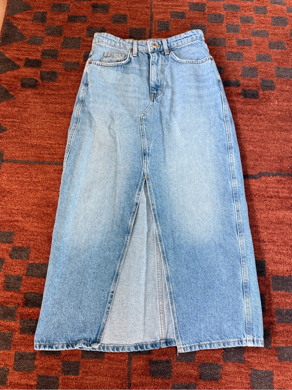 Mango Light Blue Denim Maxi Skirt